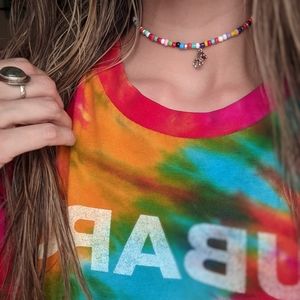 🌈 beaded charm choker - handmade 🌈